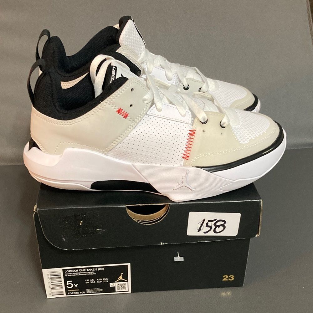 Jordan White and Black Sneakers womens 6.5/youth 5 - Picture 1 of 8